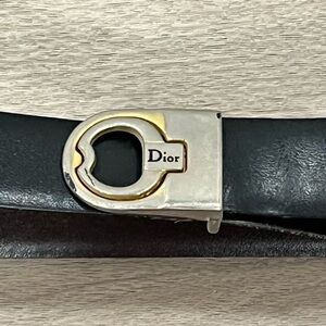 80’s Vintage Dior Gold Buckle Black Leather Belt